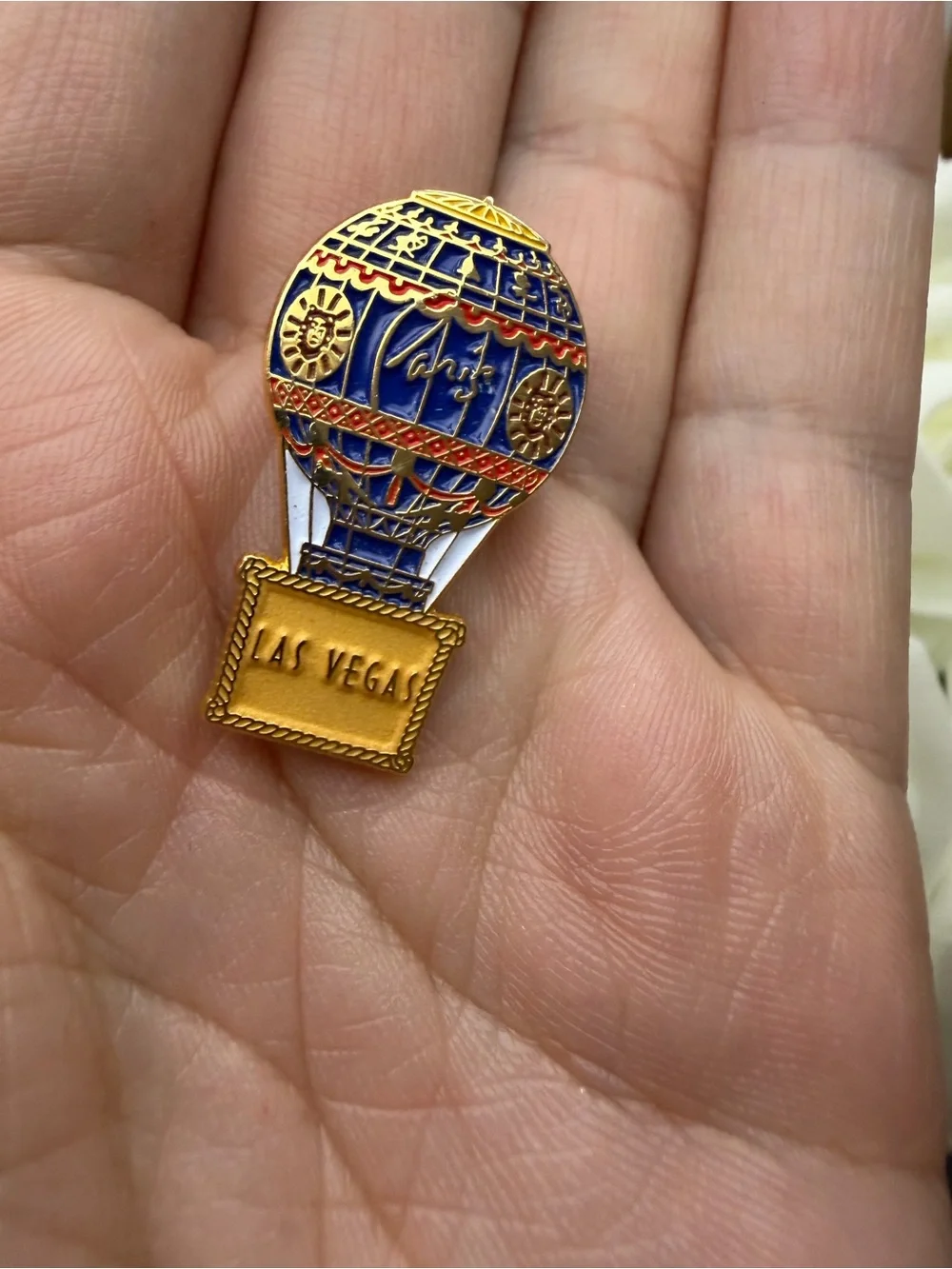 Las Vegas Hot Air Balloon Enamel Pin - Blue & Gold